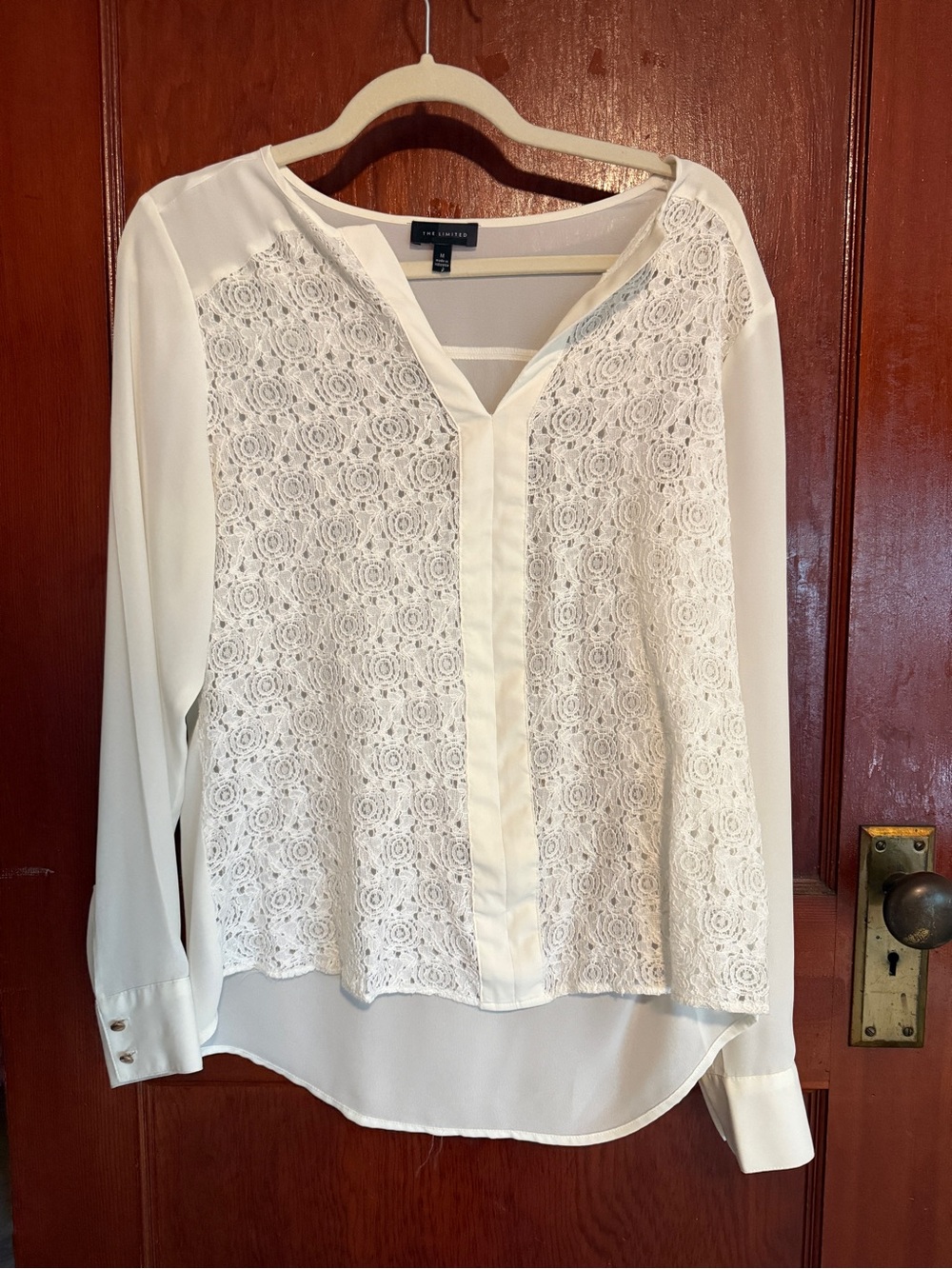 The Limited Cream Lace Front Blouse - Women's Top